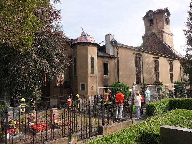 Großröhrsdorfer Kirche nach dem Brand