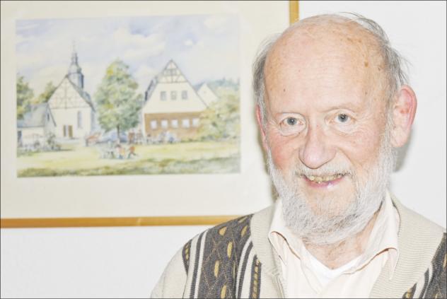 Lebenswerk: Gerhard Roßbach vor einem Bild mit dem Rüstzeitheim Jocketa. Foto: Margitta Rosenbaum Lebenswerk: Gerhard Roßbach vor einem Bild mit dem Rüstzeitheim Jocketa. Foto: Margitta Rosenbaum