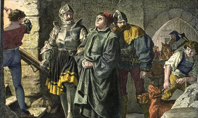 Luthers Ankunft auf der Wartburg Gemälde von Paul Thumann