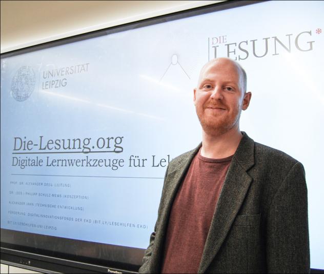Testlauf mit Freiwilligen: Der Leipziger Theologe Philipp Schulz- Mews will Lektoren Unterstützung geben. © Birgit Pfeiffer