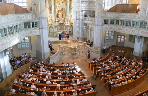 Festgottesdienst aus Anlass von 150 Jahren Diakonie Dresden in der Frauenkirche am vergangenen Freitag. © Irmela Hennig