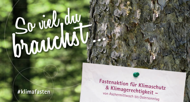 Mit diesem Plakat wird für die Aktion »Klimafasten« geworben. Grafik: PR Klimafasten Plakat, Klimafasten