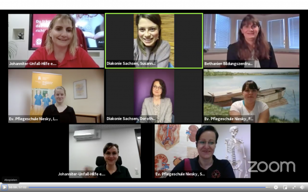 Online-Speeddating der Diakonie Sachsen mit Menschen in Pflege- und medizinischen Berufen sowie in der Ausbildung. Foto: Screenshot Facebook Diakonie Sachsen