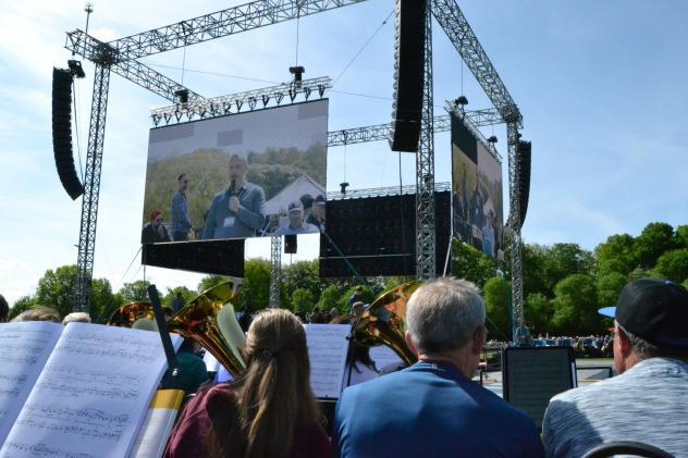 Vorbereitungen für den Abschlussgottesdienst des 3. Deutschen Evangelischen Posaunentages 