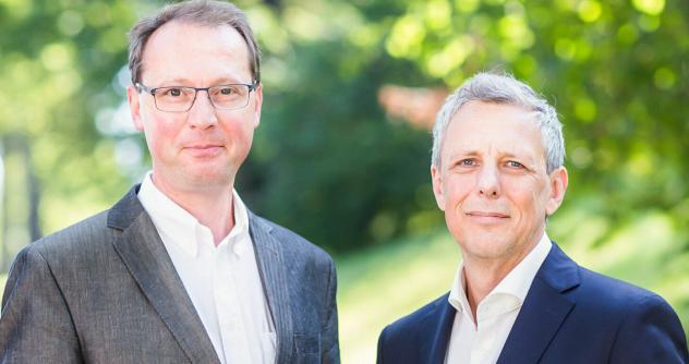 Martin Herold (li.) und Volker Schmidt, Vorstände der Schulstiftung der Ev.-Luth. Landeskirche Sachsens. © Schulstiftung der EVLKS