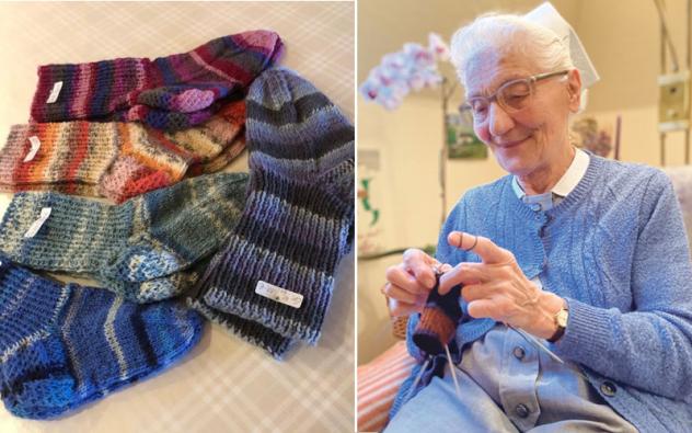 Schwester Christa Müller strickt für ihr Leben gern. Auch andere Diakonissen sorgen für Warmes für Babys.