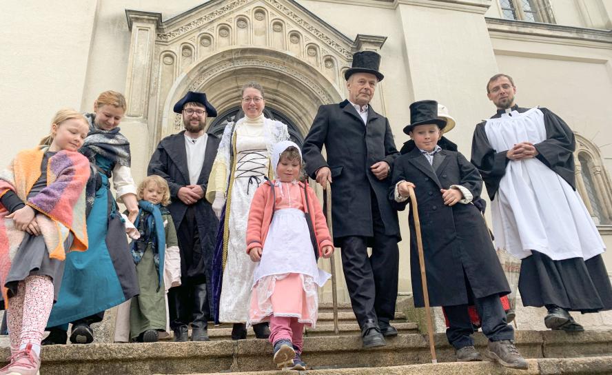 Historischer Kirchgang 1775 in der evangelisch-lutherischen Kirche Eibenstock 