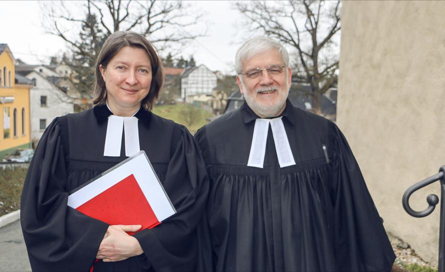 Superintendentin Ulrike Weyer und Pfarrer Rainer Zaumseil 
