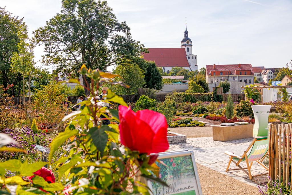 Blick vom Konzertplatz zur Stadtkirche, von wo der MDR am 2. Oktober den Hörfunkgottesdienst sendet. © Uwe Winkler