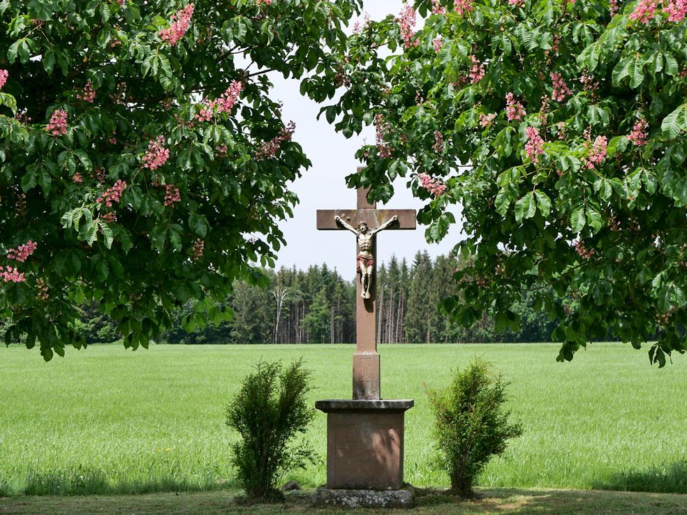 Die Fülle des Lebens bewusst wahrnehmen: Ein Wegekreuz auf der Strecke nach Breitenbrunn. © Georg Magirius