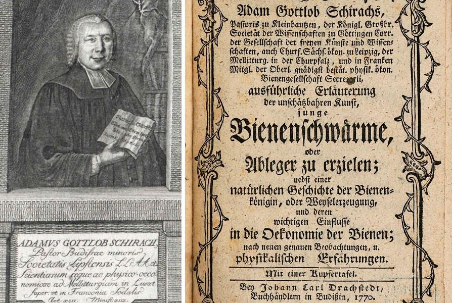 Schirach im Alter von 42 Jahren (links); Fachbuch-Titelseite 1770 (rechts) © PD CC0