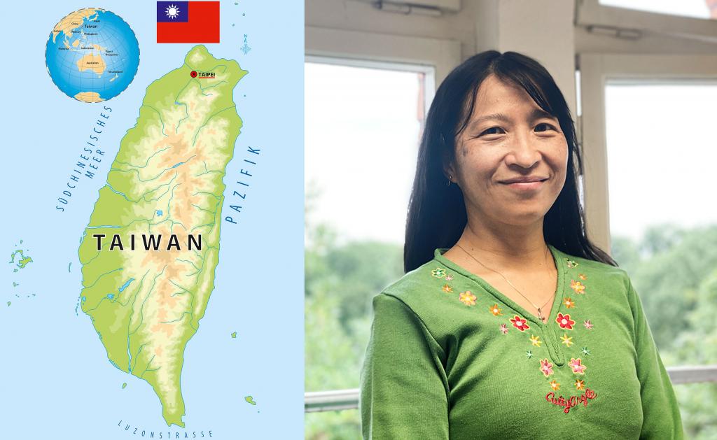 Links: Taiwan liegt südöstlich von China. © WGT e.V., rechts: Pfarrerin Shou-Hui Chung. © Gerd Herzog