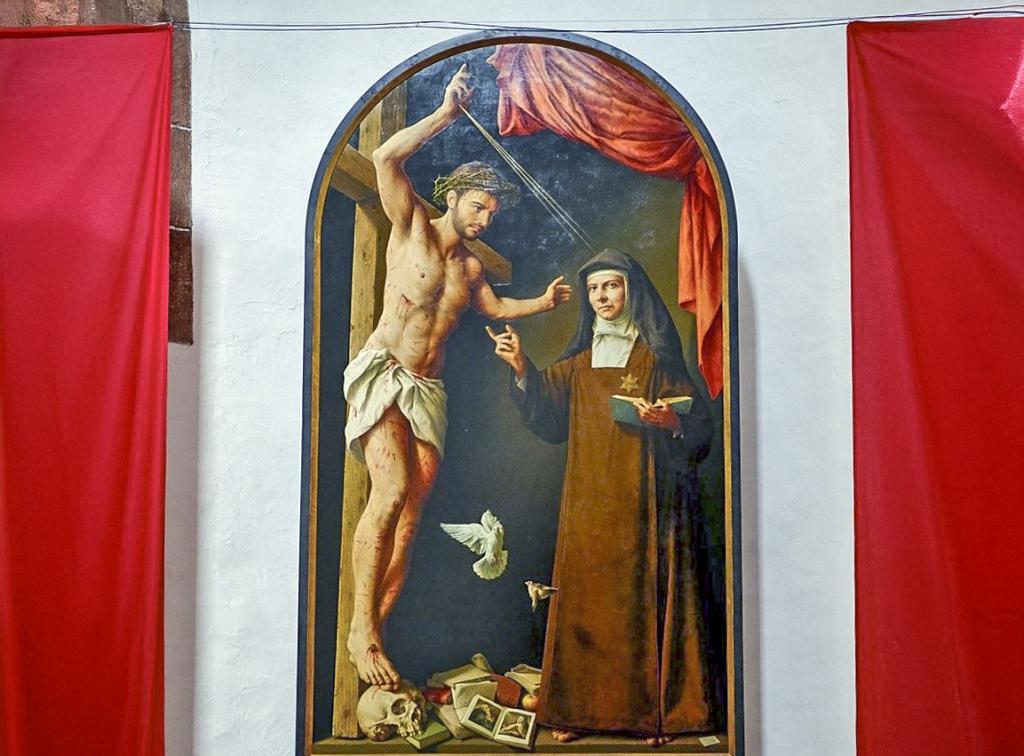 Der Altar im Kloster Wechselburg ist Edith Stein, der Patronin der Pfarrei, gewidmet. Michael Triegel erinnert mit dem Werk auch an seinen eigenen Glaubensweg. © Ruth Weinhold-Heße