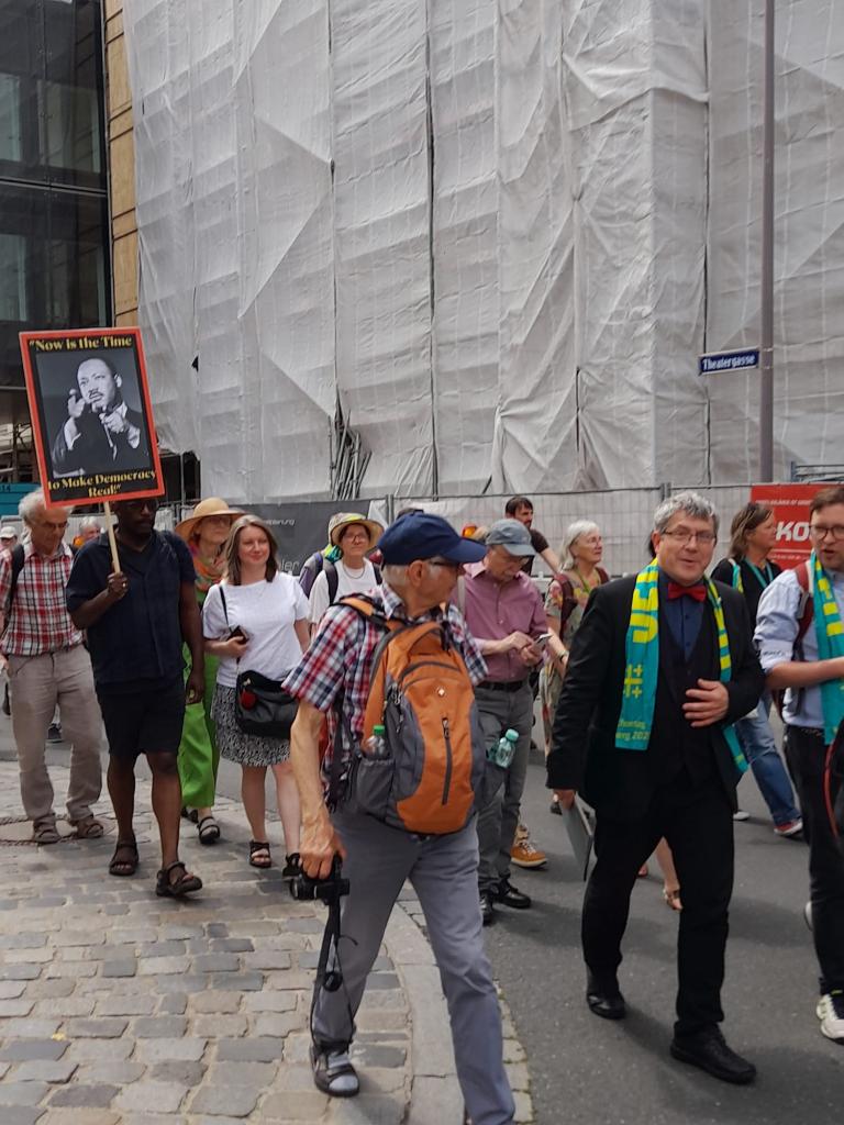 Auch das ist Kirchentag: Teilnehmer demonstrieren für Frieden. © Stefan Seidel 