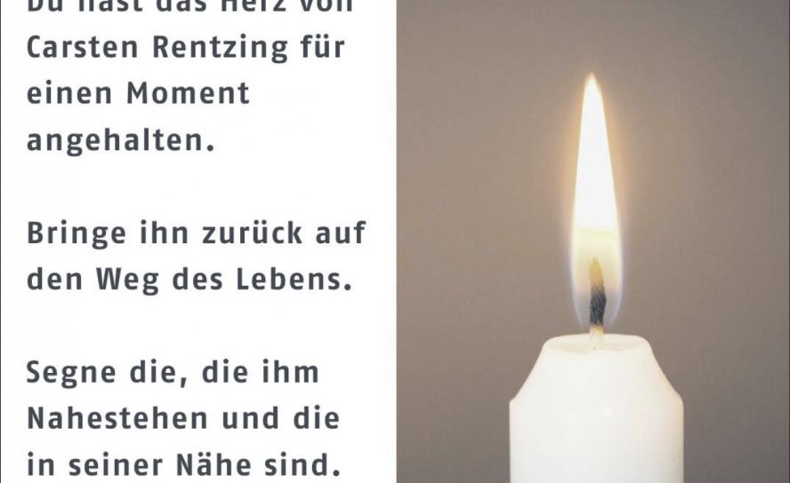 Carsten Rentzing, Fürbitten, Herzinfarkt,