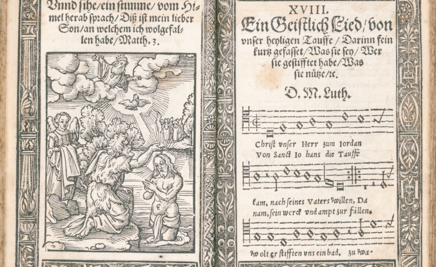 Das Gesangbuch von Valentin Babst (Leipzig 1545) ist eins der prachtvollsten lutherischen Gesangbücher. Es befindet sich im Bestand des Bachhauses Eisenach. © Scan: Bachhauses Eisenach
