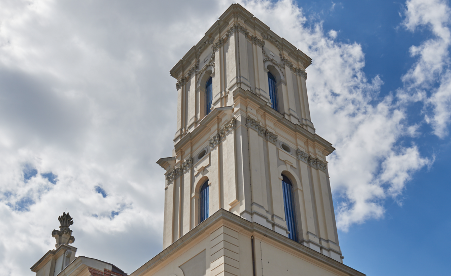 Der neue Turm der Potsdamer Garnisonkirche. © epd-bild/Christian Ditsch